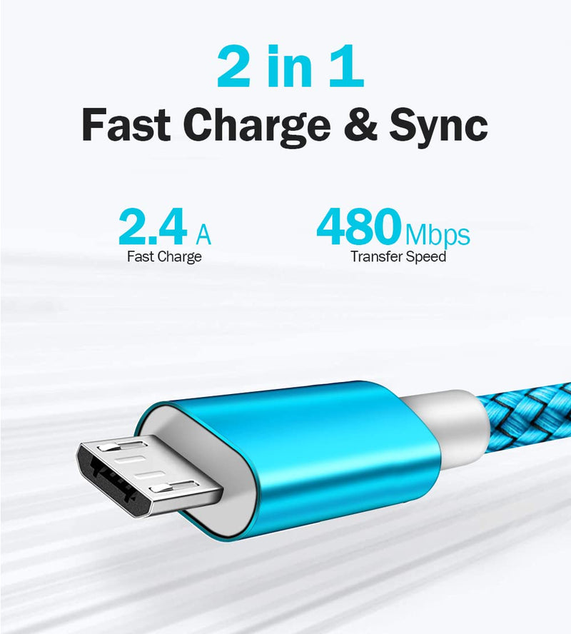 [Australia - AusPower] - Micro USB Cable 2pack 6ft Android Charger Cord Fast Quick Charging for Samsung 2016 Tab A 7.0 10.1, E 8.0, Kindle Fire Hd Hdx 7 8 10 Tablet, Phones Galaxy S7 S6 Edge, Note 5/4, J7 J3 Prime Star Pro 