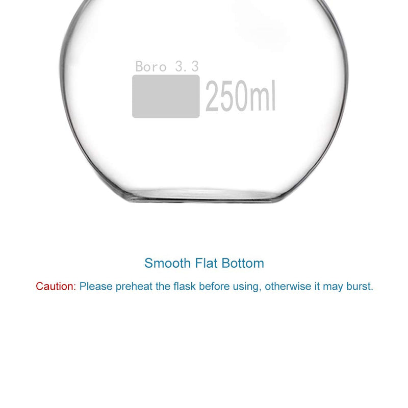 [Australia - AusPower] - StonyLab Glass 250ml Long Neck Flat Bottom Flask, Borosilicate Glass Heavy Wall Flat Bottom Boiling Flask with Long Neck, 250ml 250 ml 
