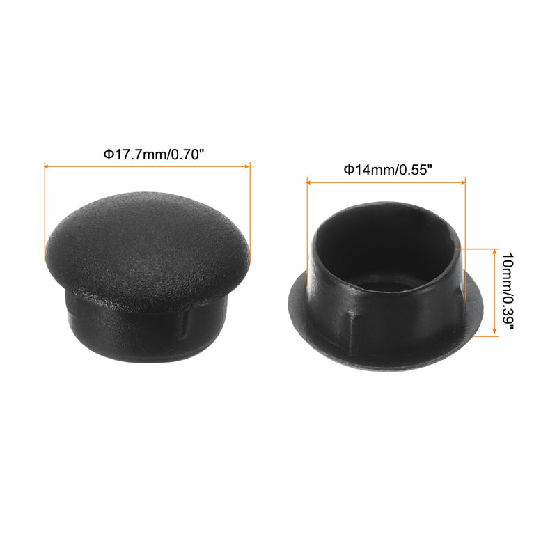 [Australia - AusPower] - uxcell 300Pcs Screw Hole Plugs, 14mm(9/16") Dia Plastic Snap in Shelf Button Flush Type Caps for Furniture Cabinet Cupboard, Black 