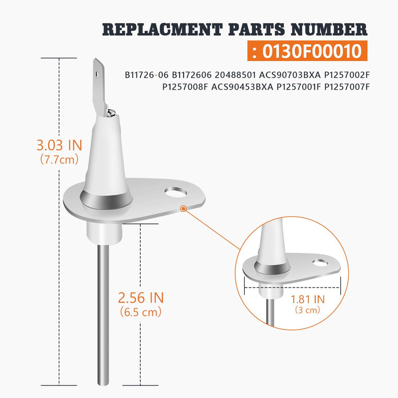 [Australia - AusPower] - 2 Pack Upgraded 0130F00010 Replacement for Goodman & Amana Furnace Flame Sensor 