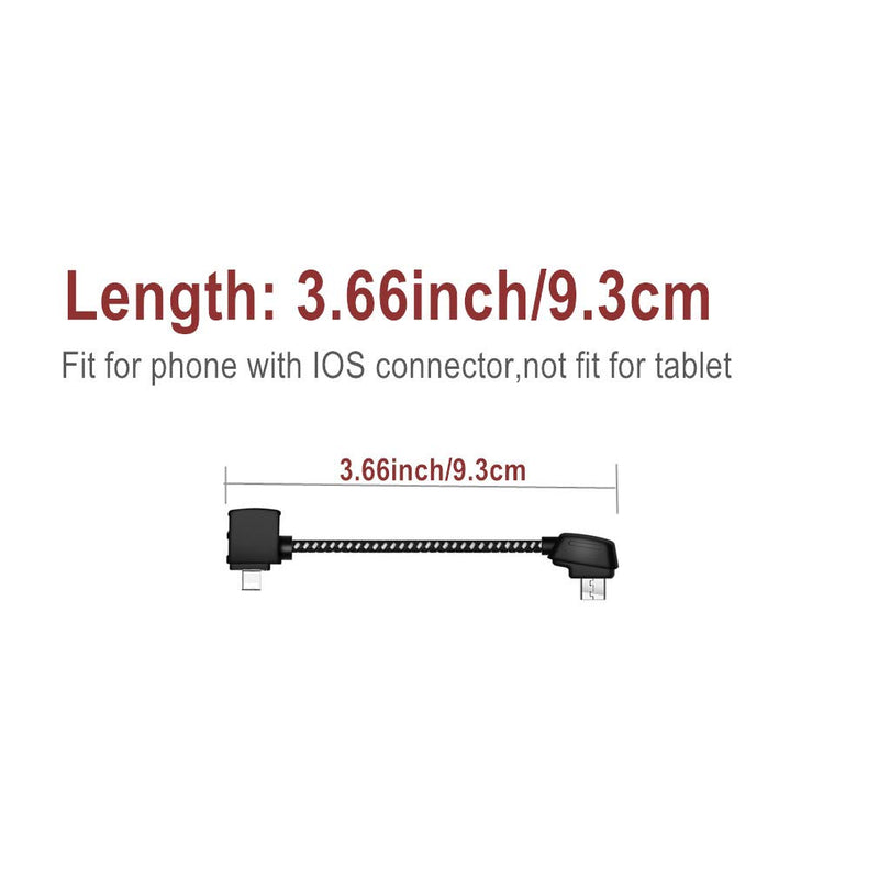 [Australia - AusPower] - Hanatora 3.66 Inch Micro AB to iOS Remote Controller Cable for DJI Mavic Mini,Mini SE,Mavic 2 Pro/Zoom,Mavic Air,Mavic Pro Platinum, Phone OTG Nylon Braided Data Cord Accessories(iOS Connector) 