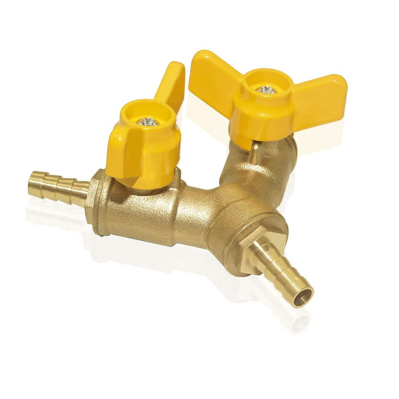 [Australia - AusPower] - Hooshing Brass 3 Way Shut Off Valve 1/4" Hose Barb 2 Switch Y Shaped Ball Valve with Stainless Clamps for Water Fuel Air 