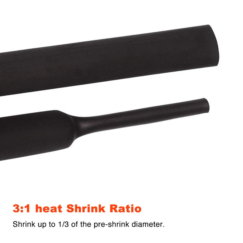 [Australia - AusPower] - 3:1 Adhesive Heat Shrink Tubing, 1 Inch Wire Shrink Wrap, Heat Shrink Tube 4.9ft Black & Red 2 Pack 1 1/2" 4.9ft 