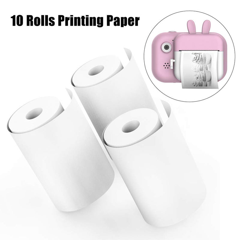 [Australia - AusPower] - Kakalote 10 Rolls White Kids Camera Wood Pulp Thermal Paper Instant Photo Print, Paper Tape & Printable Media, Students Christmas Photograph Accessories Gift(Size:10 Rolls) 