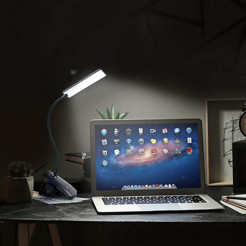 [Australia - AusPower] - CUHIOY Reading Light Clip, Portable Clip Desk Lamp, Eye Protect Clip on Light for Bed, Rechargeable Book Light, Led Headboard Reading Light, Clip Light for Reading with Flexible Neck, Kids Night Light Black 