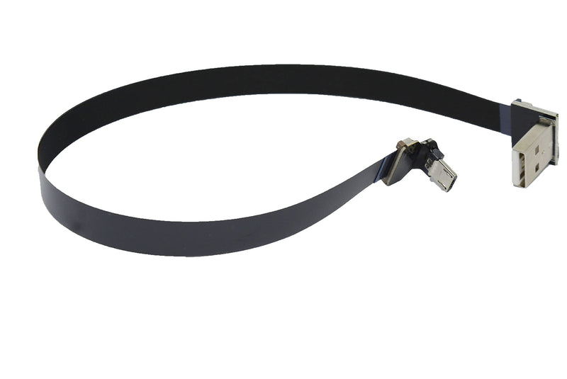 [Australia - AusPower] - LY tech Short Flat Slim Thin Ribbon FPC Micro USB Male 90 Degree Angled up to Standard USB A Male 90 Degree Angled for sync and Charging Black (30CM Micro USB 2 to Standard USB A Down) 30CM MICRO USB 2 to Standard USB A DOWN 