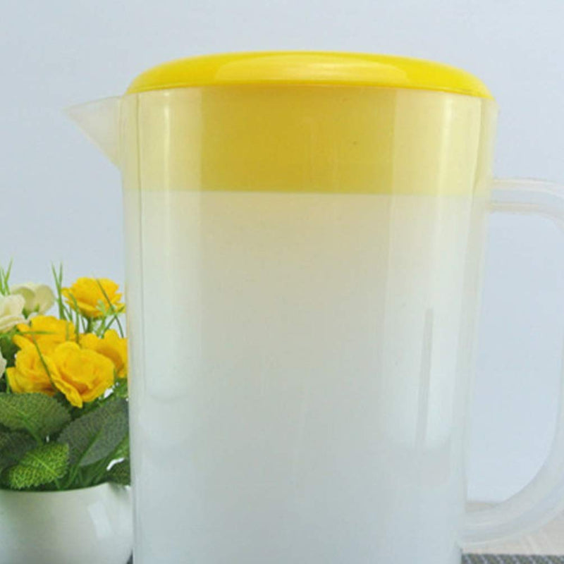 [Australia - AusPower] - Hemoton Large Plastic Pitcher with Lid 2500ml Mix Drinks Water Jug for Hot and Cold Lemonade Juice Beverage Jar Ice Tea Kettle Yellow 