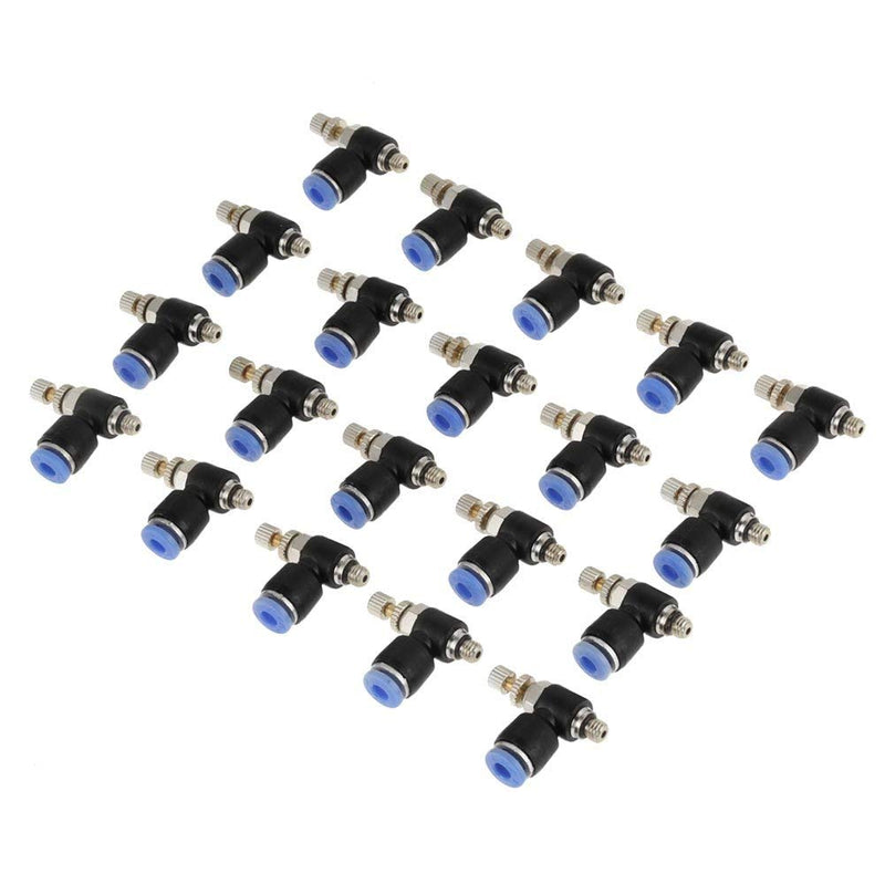 [Australia - AusPower] - 20Pcs OD 4mm Tube M5 Push to Connect Fittings Pneumatic Air Flow Speed Control Valve Quick Connector 