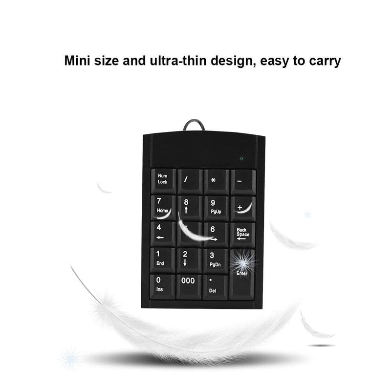 [Australia - AusPower] - Wired USB Number Pad, 19 Keys Mini Portable Numeric Keypad, External Number Keyboard for Laptop Desktop Notebook Computer PC, Plug and Play 