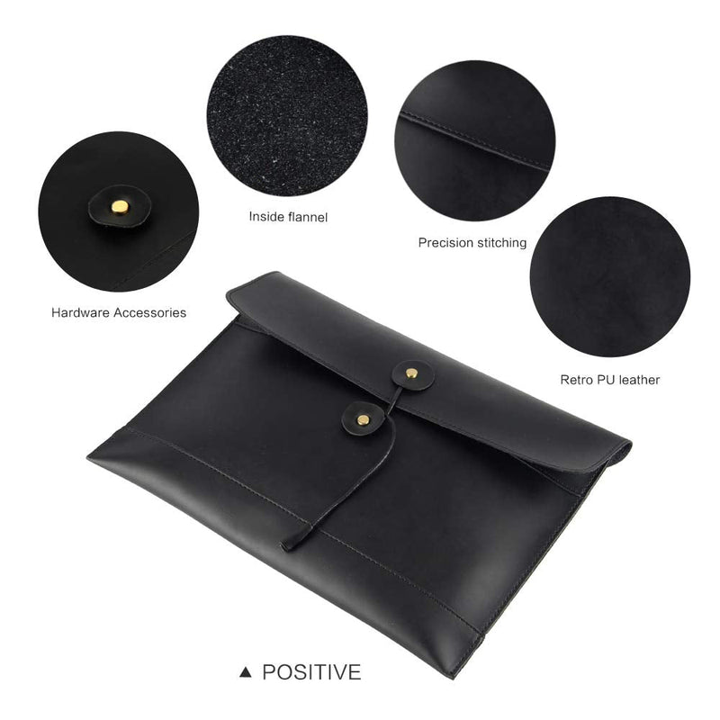 [Australia - AusPower] - men woman pu leather multifunction office documents bags A4 paper file pouch envelope bag conference, Black, 13.8"(L)x9.8"(H) x 0.2"(W) 