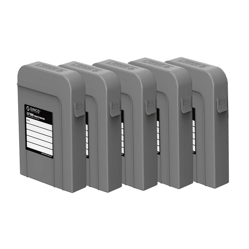 [Australia - AusPower] - ORICO 5 Packs 3.5inch Hard Drive Case Protective Box Storage Case Cover Organization Shell for Shockproof Slashproof and Dustproof for Gray-PHI-5S PHI-GY 3.5 inch 