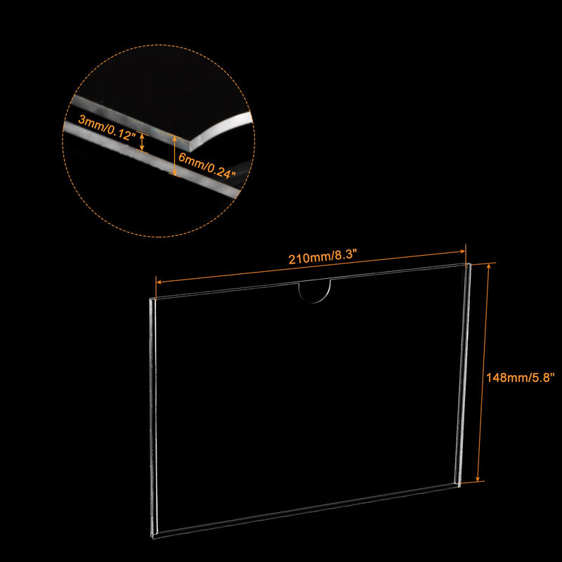 [Australia - AusPower] - MECCANIXITY Clear Acrylic Sign Holder Document Paper Horizontal Frame 5.8x8.3inch with Double Sided Adhesive Strip for Home, Office Pack of 4 5.8 x 8.3 inch 