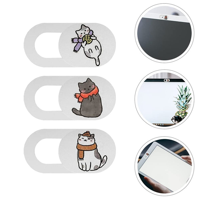 [Australia - AusPower] - SOLUSTRE 3pcs Webcam Cover Slide Camera Cover Cat Pattern Privacy Cover for Laptop Tablet Smartphone Notebook Webcam Computer Camera Phone Cover Style 1 