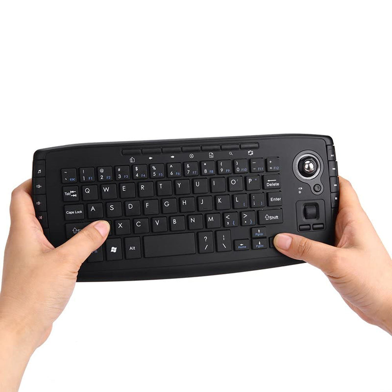 [Australia - AusPower] - Docooler 2.4GHz Wireless Keyboard w/Trackball Mouse Scroll Wheel Remote Control Plug and Play w/USB Receiver for Android TV Box Smart TV PC Notebook (Black) 