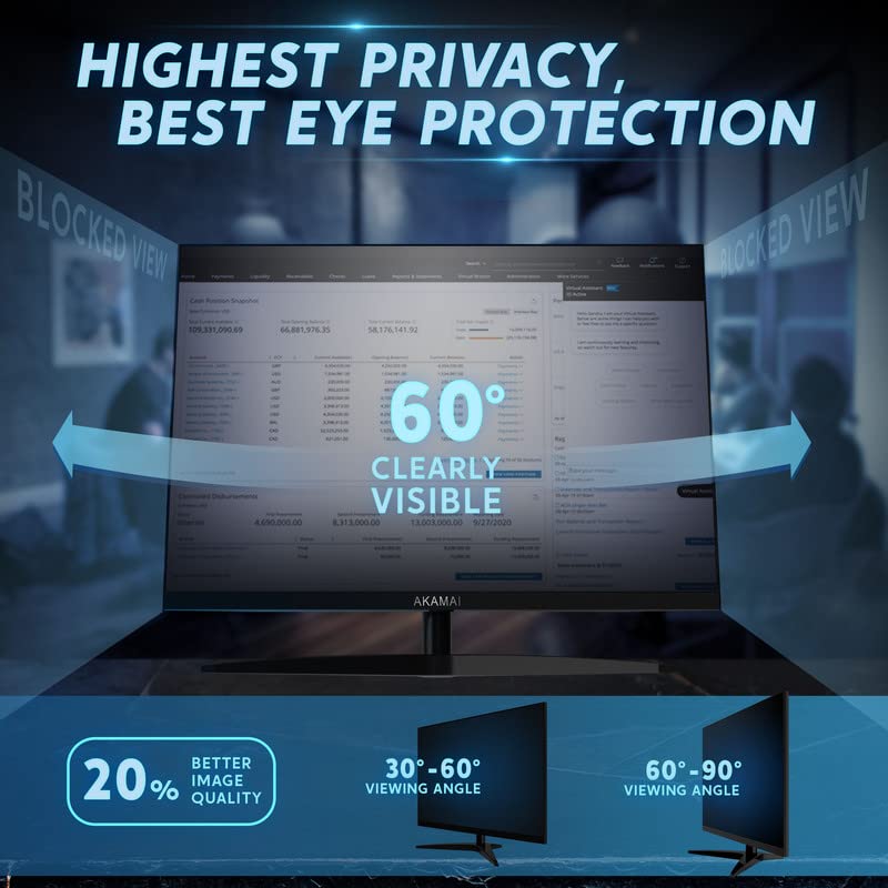 [Australia - AusPower] - 18.5 inch Computer Privacy Screen (16:9) - Black Security Shield - Desktop Monitor Protector - UV & Blue Light Filter by Akamai (18.5" Widescreen (16:9), Black 18.5 inch WIDESCREEN (16:9) Black Privacy 