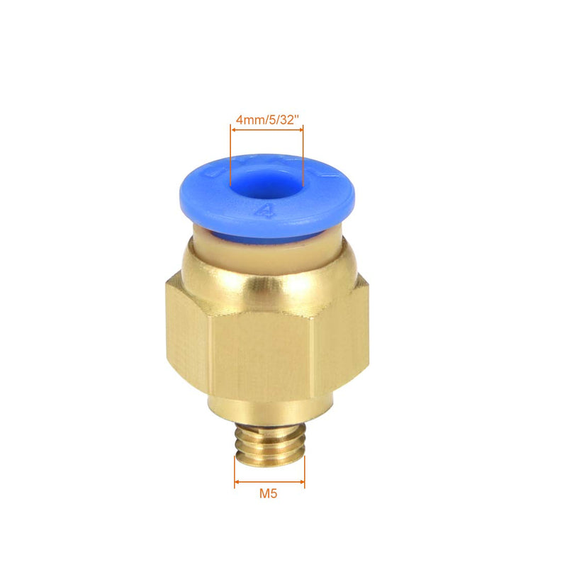[Australia - AusPower] - uxcell Straight Pneumatic Push to Quick Connect Fittings M5 Male x 4mm Tube OD with Black O-Ring 5pcs 