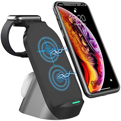 [Australia - AusPower] - Wireless Charging Station, 3 in 1 Charging Dock, Qi-Certified Phone Apple Watch Charging Stand Wireless Charger for iPhone, Apple Watch, AirPods, Samsung Phones(with QC3.0 Adapter) 