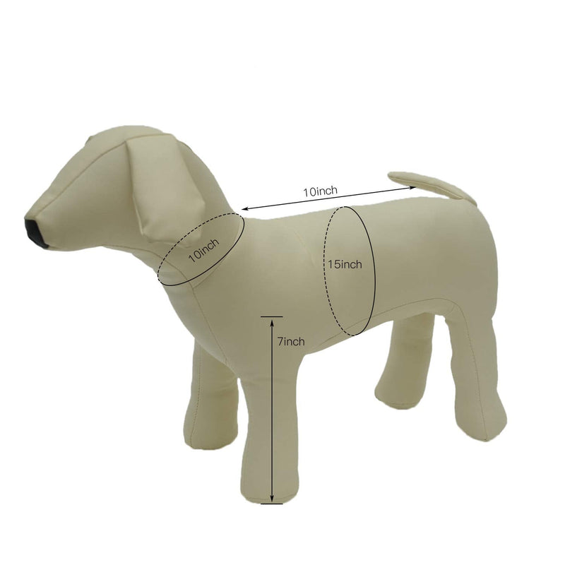 [Australia - AusPower] - Lovelonglong PU Leather Dog Mannequins Standing Models to Display for Dog Clothing Pet Shop Beige/Black M (Small Dog) 10inch Back, 15inch Chest 