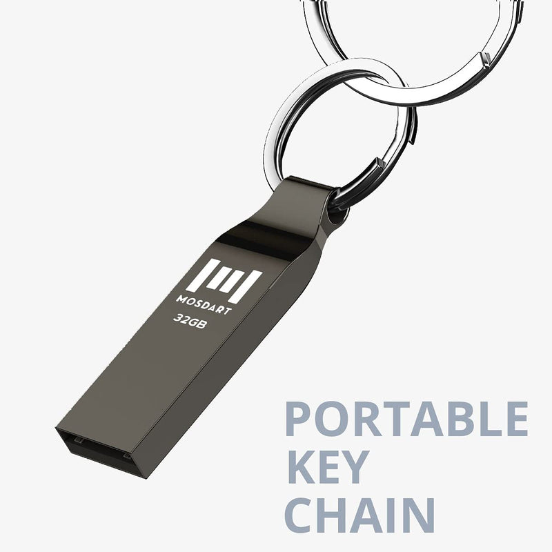 [Australia - AusPower] - MOSDART 32GB Metal USB 2.0 Flash Drive 10 Pack Bulk Waterproof 32G FAT32 Thumb Drive Jump Drive Memory Stick with Keychain, Titan Gray 10Pack 32GB-Titan Gray 