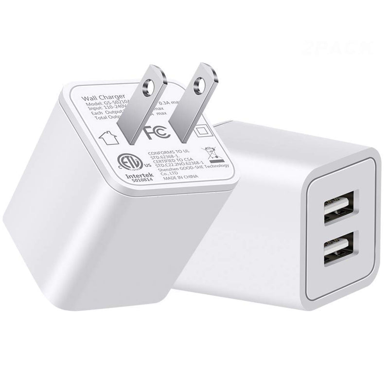 [Australia - AusPower] - 2in1 [ Apple MFi Certified ] 10Ft Lightning Cable/Cord + 5V/2.1A Dual Port USB Wall Plug Charger Block/Charging Cube/Brick/Box Power Adapter for iPhone Xs Max XR X 8 Plus 7 6s 6 5s 5 iPad 4 Air Mini 
