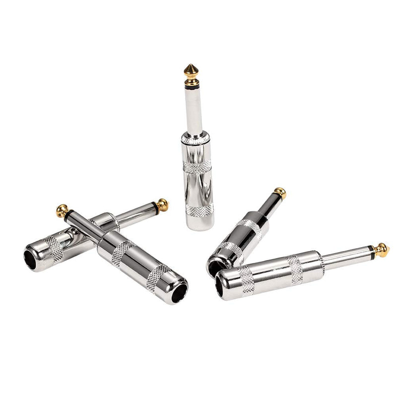[Australia - AusPower] - Audio 1/4" TS Plug, 6.35mm Heavy Duty TS Mono Male Solder Jack Connector for Speaker/Guitar/Microphone Cables -5 Pack 6.35mm TS Plug 5PACK 