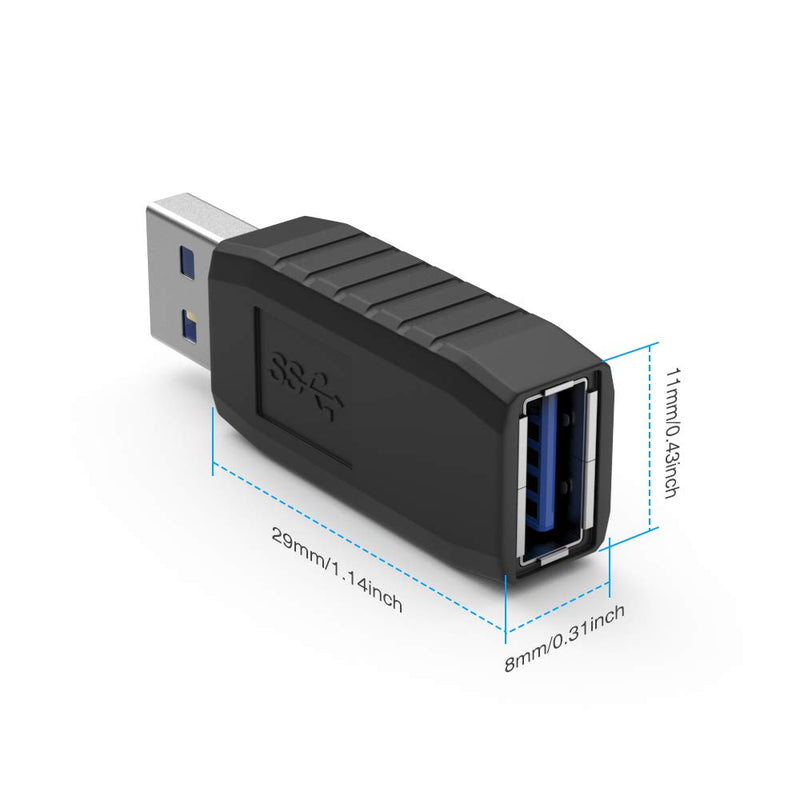 [Australia - AusPower] - ELUTENG USB Coupler Male to Female 4Packs USB 3.0 Type A Adapter Superspeed 5Gbps USB Port Extension Connector Bridge Compatible with Laptop Computer Hard Drive Printer Camera 