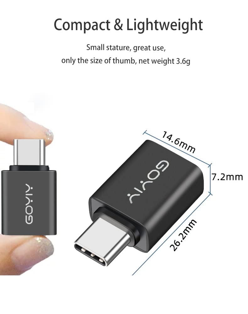 [Australia - AusPower] - GOYIY USB C to USB Adapter, USB C Male to USB Female Adapter, USB3.2 Gen 2，2-Pack, Compatible with MacBook Pro/Air, iMac, iPad Mini/Pro, Mobile Phone and Other Type C or Thunderbolt 4/3 Devices(Black) Black 