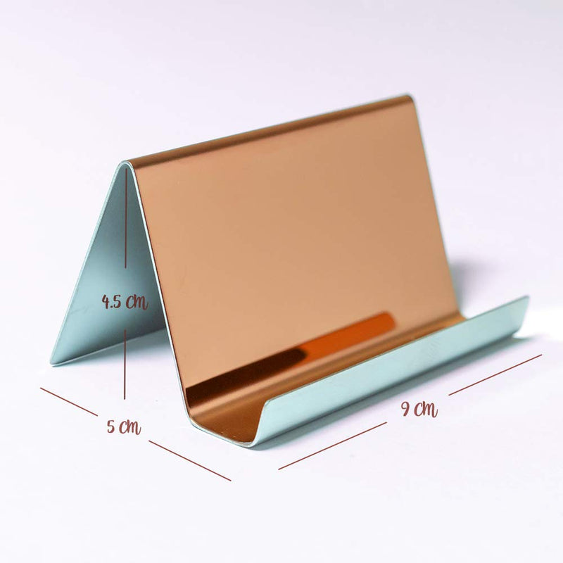 [Australia - AusPower] - Business Card Holder Rose Gold (3-Pack), 9 x 5 x 4.5 cm Stainless Steel Business Card Table Top Display Stand, Namecard Holder Desktop Organizer, Modern Rose Gold Desk Accessories for Corporate Desk 