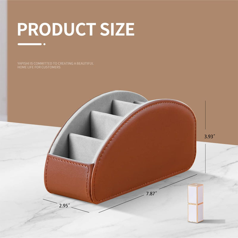 [Australia - AusPower] - Remote Control Holder for Remote Control, 5 Compartments Nightstand TV Remote Caddy Organizer for DVD, Media, Blu-Ray, Heater Controllers, Mobile Phone, Glasses and Office Supplies Storage Box Brown Small 