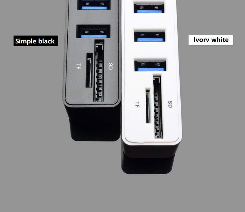 [Australia - AusPower] - Cotchear Multi USB Hub USB 2.0 Splitter High Speed 6 Ports Hab TF SD Card Reader All in One for PC Computer Accessories (White) White 