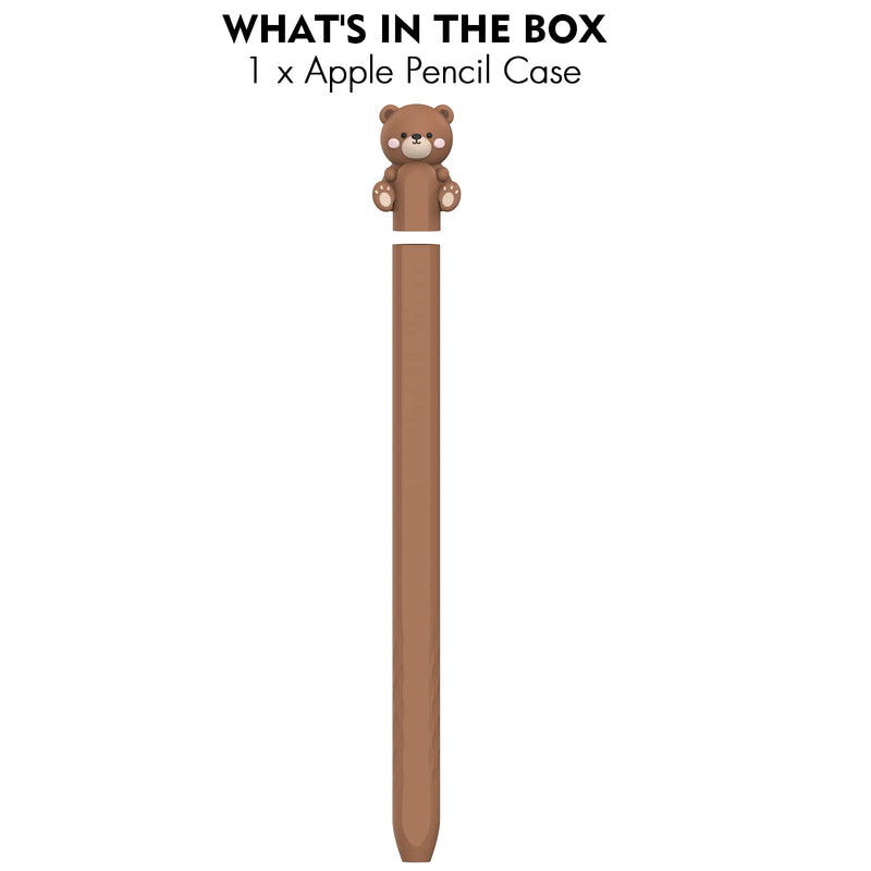 [Australia - AusPower] - NIUTRENDZ Cute Bear Apple Pencil Case for Apple Pencil 2nd Generation Case Silicone Protective Cover Sleeve Skin Accessories (Brown) 2-Brown 