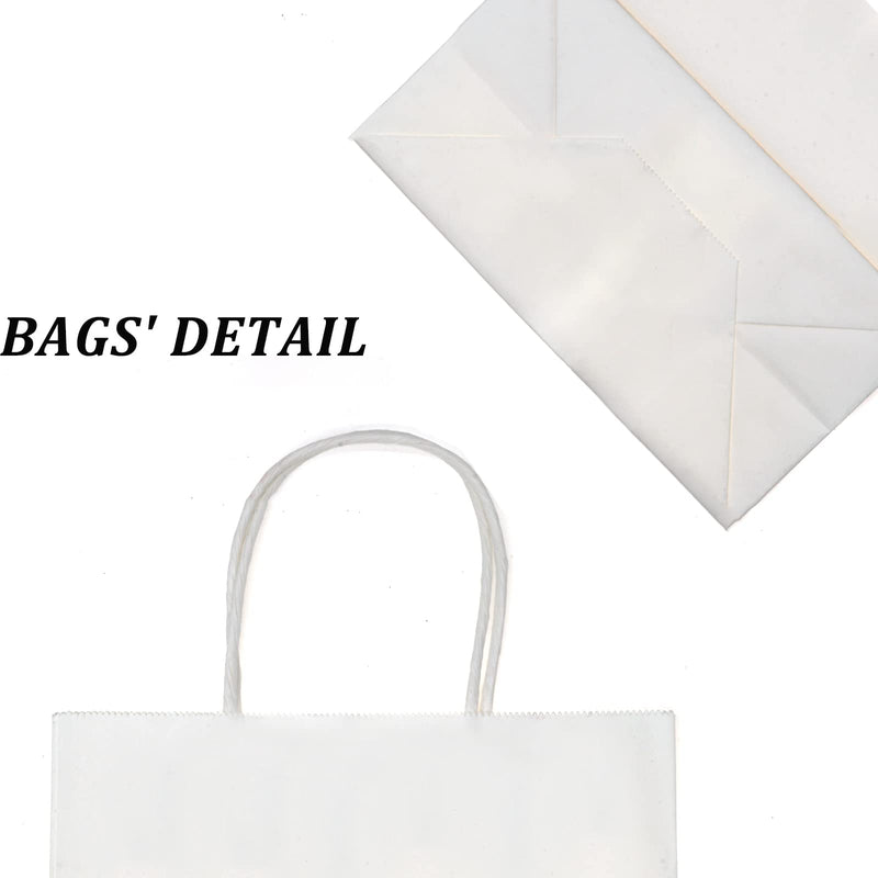 [Australia - AusPower] - Oletx 24PCS White Kraft Paper Gift Bags with Handles Bulk 8x4.25x10.5 Inch, Craft Shopping Bags,Grocery Retail Bag,Wedding Bags,Birthday Bags 