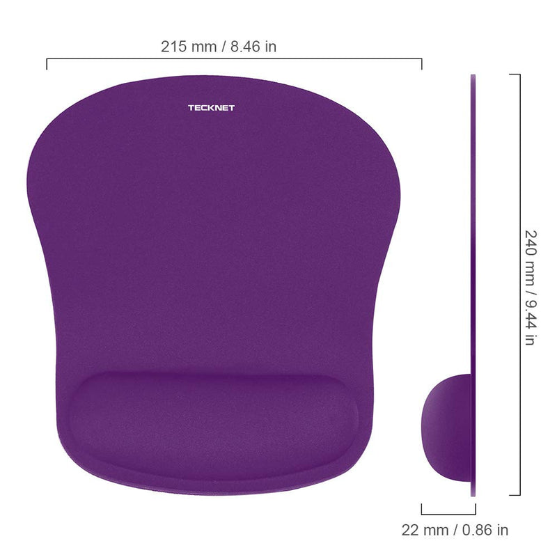 [Australia - AusPower] - Mouse Pad with Wrist Support, TECKNET Ergonomic Gaming Mouse Pad Pain Relief, Portable Comfortable Mousepad for Computer, Laptop, Office, Home and Travel, Non-Slip Base, Waterproof Surface, Purple 