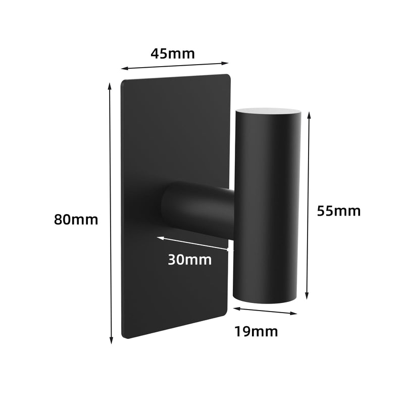 [Australia - AusPower] - POSHGRAND Bathroom Towel Hook for Bathrooms Adhesive, Matte Black Wall Mounted Hooks Heavy Duty for Robe/Coat/Closet/Kitchen (4 Packs) 03 