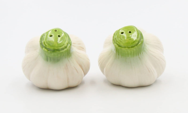 [Australia - AusPower] - Cosmos Gifts Garlic Salt and Pepper Set, Ceramic, 2-1/4-Inch 