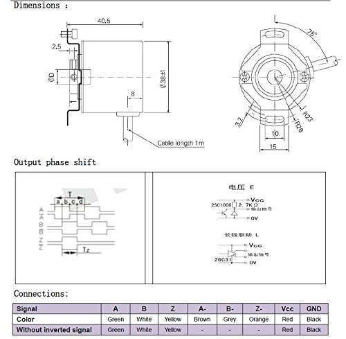 [Australia - AusPower] - 1000P/R Shaft 8mm Push Pull Output 5 to 26V Hollow Shaft Rotary Encoder 