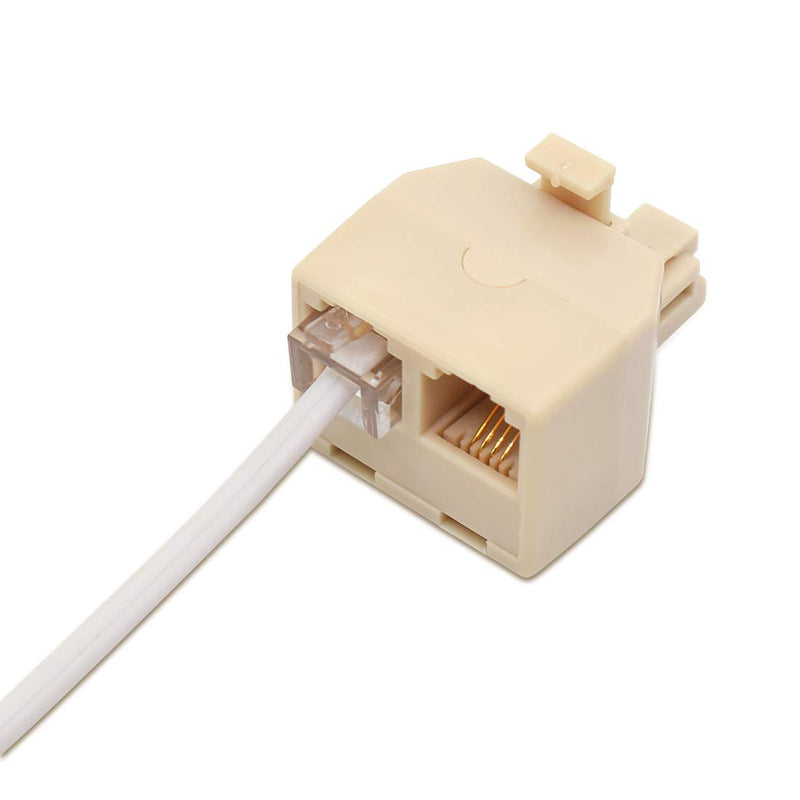 [Australia - AusPower] - Telephone Splitter Adapter RJ11 6P4C Duplex 2 Way Wall Jack Plug Phone Line Split Two Modular Converter Male to 2 Female Connector for Office Home ADSL DSL FAX Model(2 of Pack) 2-Pack,White 