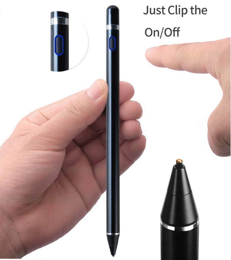 [Australia - AusPower] - Stylus Pens for Touch Screens,Stylus Pencil Compatible for Apple,Active Pencil Smart Digital Pens Fine Point Stylist Compatible with iPhone iPad Pro Air Mini and Other Tablets (Black) Black 