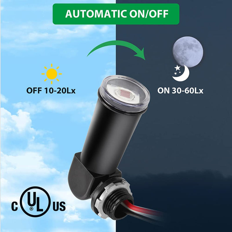 [Australia - AusPower] - GBAYSA 1 Pack Outdoor Photoelectric Sensor,Dusk to Dawn Swivel Mount Conduit Lighting Control with Photocell,Automatic Adjustable Photo Sensor Switch for Indoor and Outdoor Light Black 