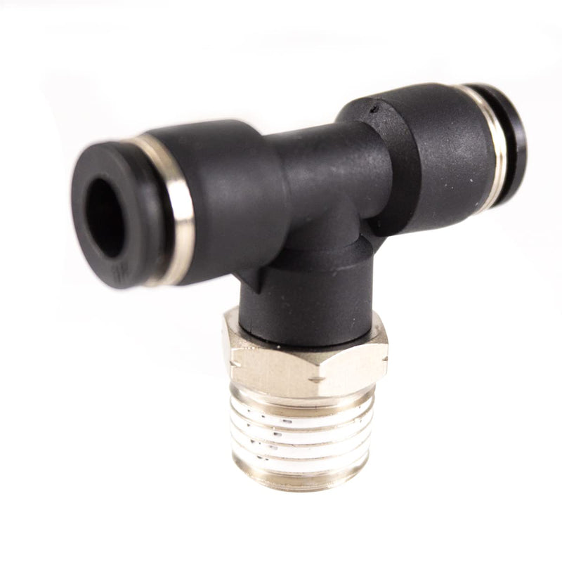 [Australia - AusPower] - Male Branch Tee Push to Connect Air Line Fittings 1/4"OD x 1/4"NPT Thread Quick Release Connectors 3 Way Shaped Union Adapter Fitting 