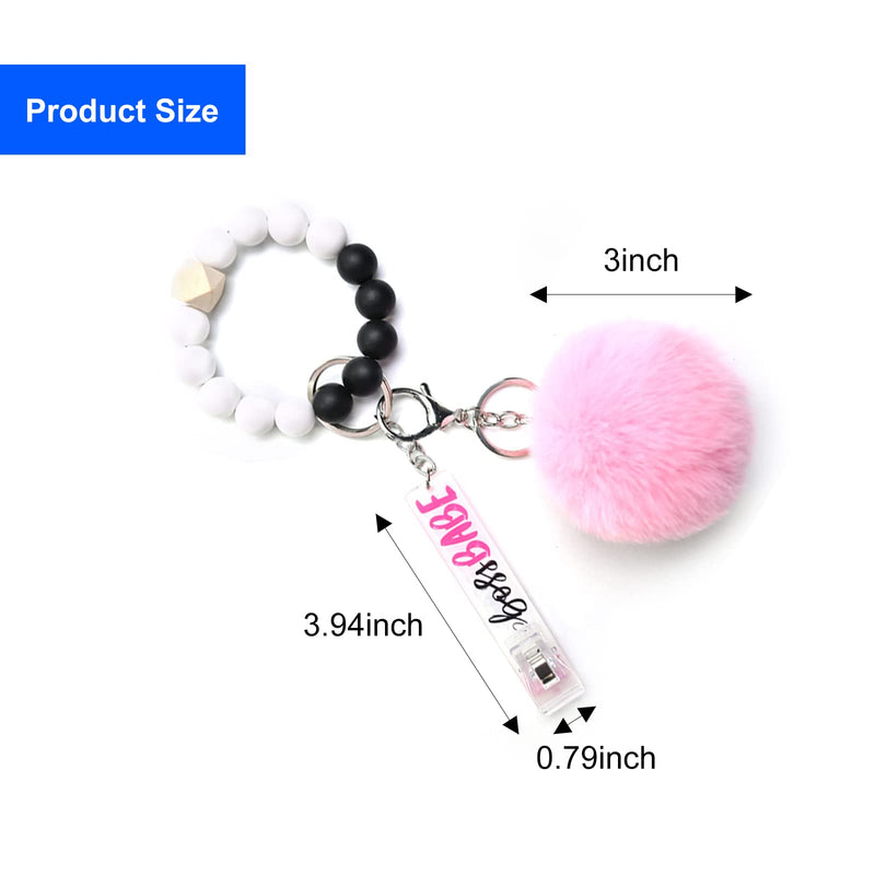 [Australia - AusPower] - Credit Card Puller For Long Nails Silicone Beads Bracelet Keychain Card Grabber Credit Card Puller ATM Card Puller Card Grabber for Long Nails Keychain with Pom Pom Ball and Plastic Clip 