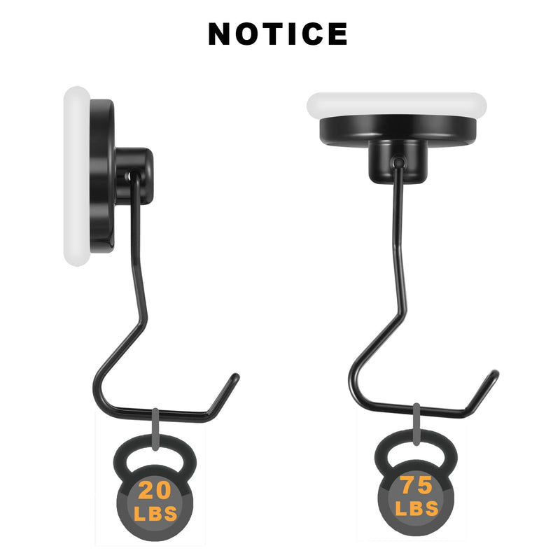 [Australia - AusPower] - Magnetic Hooks,Tohoer Heavy Duty Neodymium Magnet Hook 75LBS with Rust Proof for Indoor Outdoor Hanging,Refrigerator,Grill,Kitchen,Key Holder,Black,Pack of 3 3PCK 