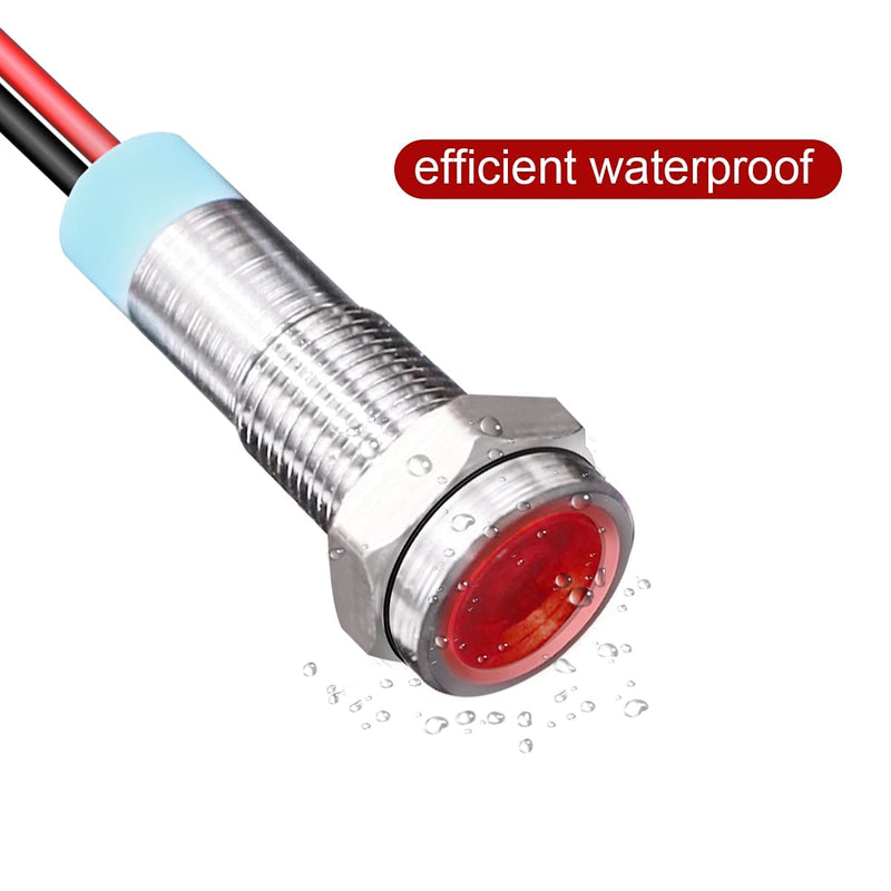 [Australia - AusPower] - Gebildet 5pcs 8mm LED Metal Indicator Light 110V-220V AC Waterproof Signal Lamp (Red) Red 110V 