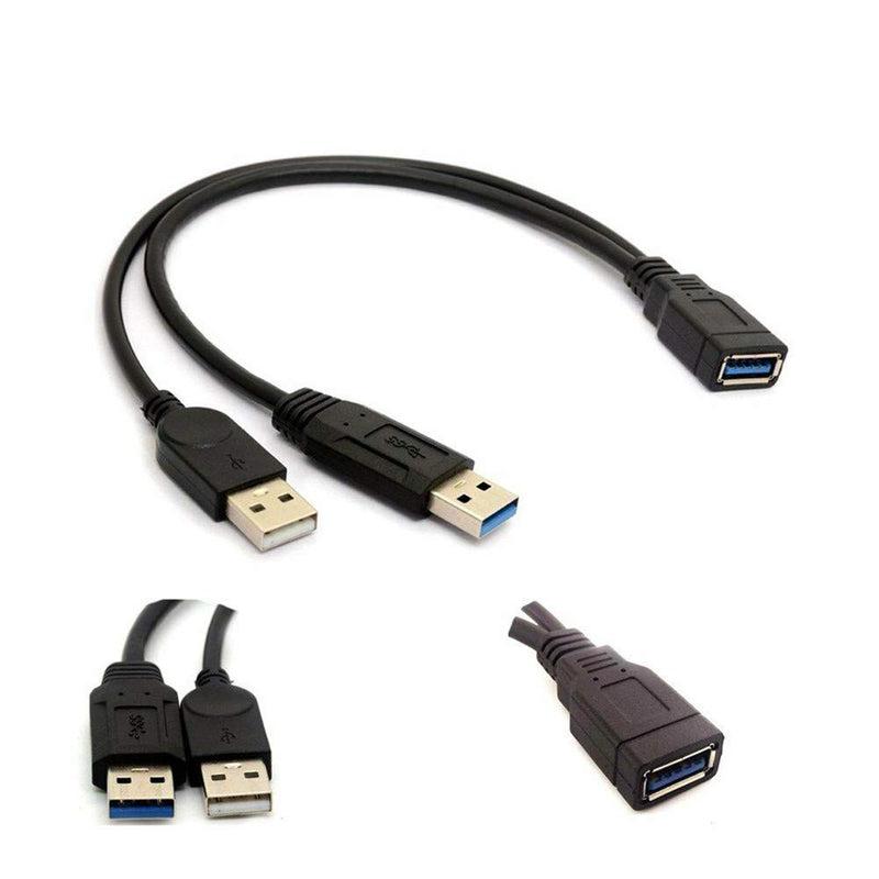 [Australia - AusPower] - ANRANK USB 3.0 Female to Dual USB Male Extra Power Data Extension Cord Adapter Splitter Y-Cable Black 