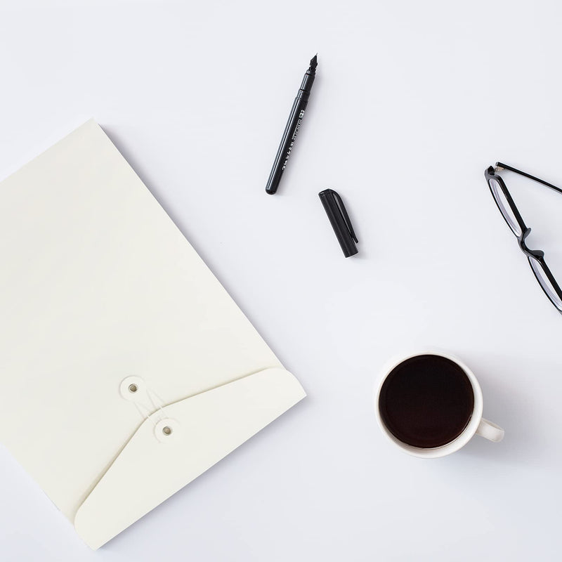 [Australia - AusPower] - VANRA Kraft String File Folder Filing Envelope Project File Jacket Document Letter Organizer Flat-No Expansion A4 Letter Size (White, Pack of 5) White 