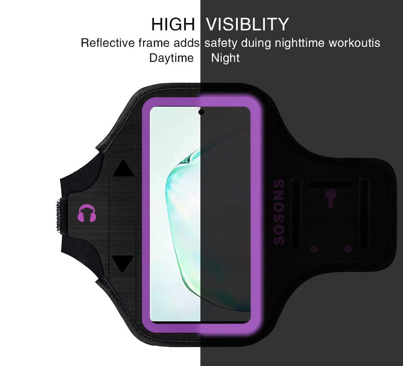 [Australia - AusPower] - SOSONS Galaxy Note 8/9/10/10+,Galaxy S8/S9/S10/S20+ Armband, Water Resistant Sports Gym Armband Case for Samsung Galaxy Phones,Fits Smartphones with Slim Case S:Galaxy Note 10/S8/S9/S10/S20 Purple 