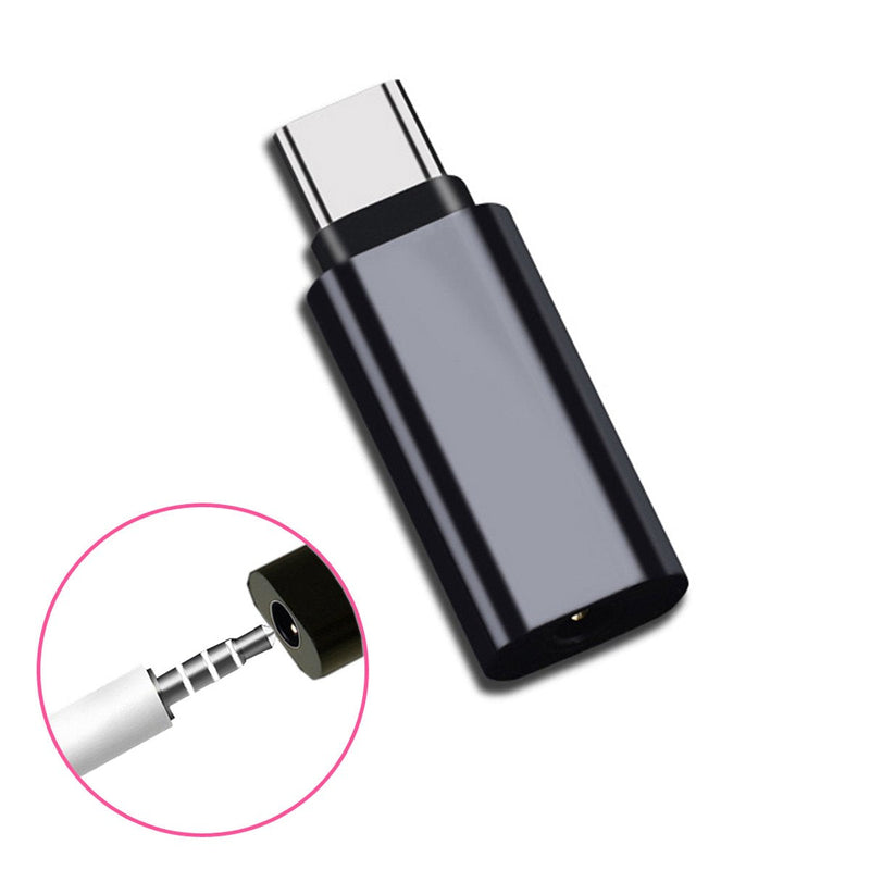 [Australia - AusPower] - Cablecc Type-C to 3.5mm Earphone Adapter USB-C 3.1 Male to AUX Audio Female for Xiaomi 6 Mi6 Letv 2 Pro 2 Max2 (Black) straight 