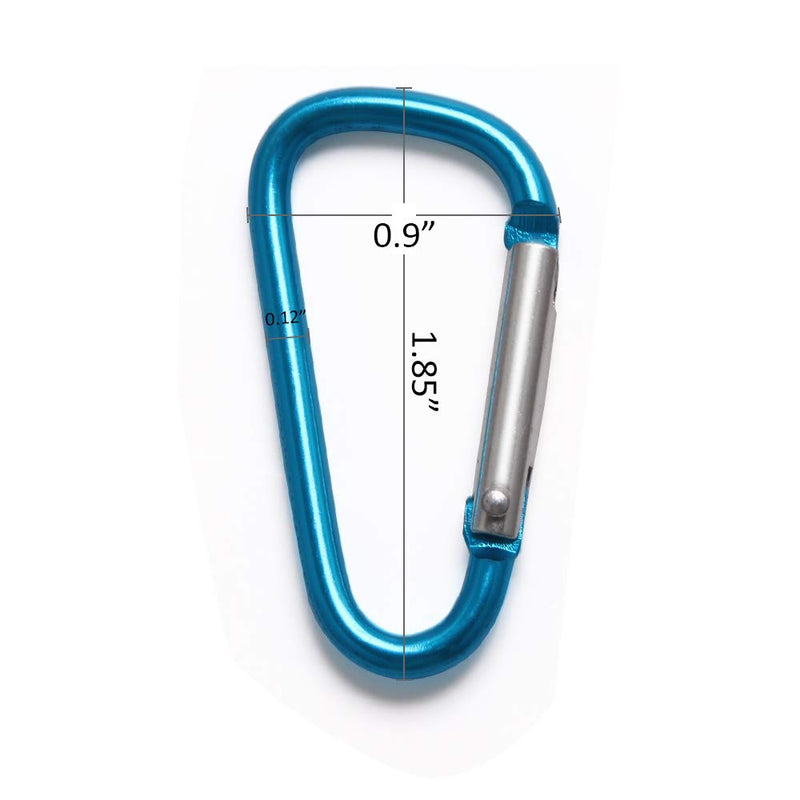 [Australia - AusPower] - UPINS 100Pcs Multicolor Aluminum Locking Carabiner Spring Clips Hook Keychain D Shape Buckle Pack 