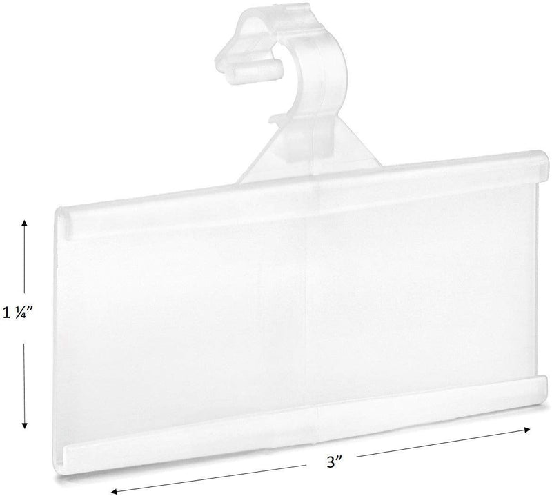 [Australia - AusPower] - Pack of 100 – Plastic Wire Shelf Label Holder, Sign and Ticket Holder, Easy Clip Design with Tight Snap Lock Closure. Height, 1-1/4" X Width, 3" | 100 Label Inserts Included 
