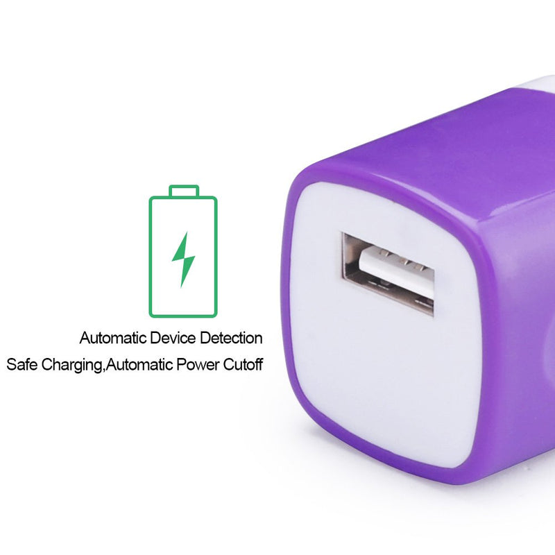 [Australia - AusPower] - USB Block, Charger Plug for iPhone, Charging Cube, NonoUV 4Pack 1Amp Single Port USB Wall Charger Adapter Power Bricks Box for for iPhone SE 11 Pro XR XS X 8 7 6 6s Plus, iPad, Samsung Galaxy S20 S10 Blue, Green, Purple, Rose 